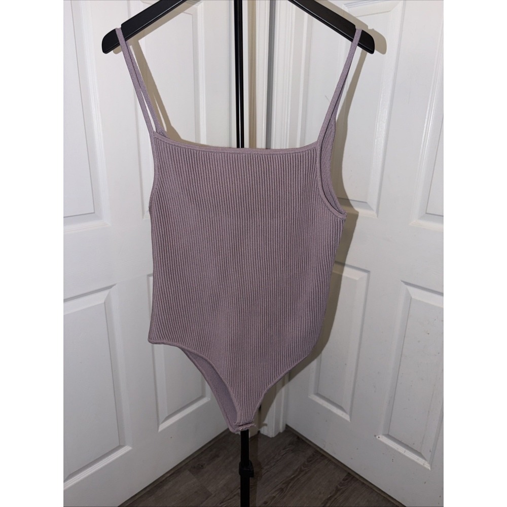 Restyled Ribbed Bodysuit Size 12 90s‎ Basic Essential Dusty Lavender Balletcore